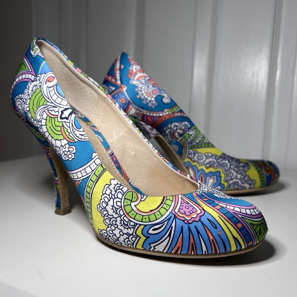Colorful Pumps Chinese Laundry "Danger Zone" Paisley Stiletto Heels Size 7